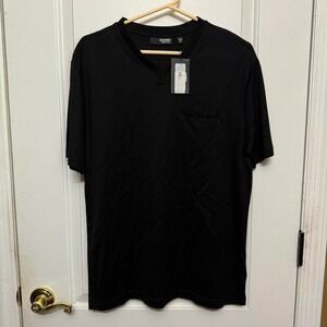 Murano Men's V-Neck T-Shirt Black M with Pocket NWT
